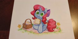 Size: 4096x2048 | Tagged: safe, artist:dawnfire, oc, oc:creamsicle delight, unicorn, food, picnic blanket, sandwich