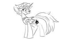 Size: 3840x2160 | Tagged: safe, artist:cowsrtasty, fire flare, pony, the summer sun setback, monochrome, sketch, solo