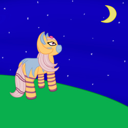 Size: 1000x1000 | Tagged: safe, artist:snowheart, oc, oc only, oc:cygnus, zebra, crescent moon, moon, stars, transparent moon, zebra oc