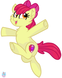 Size: 1107x1383 | Tagged: safe, artist:rainbow eevee, apple bloom, earth pony, pony, growing up is hard to do, adorabloom, bow, cute, female, jumping, older, older apple bloom, open mouth, simple background, smiling, solo, transparent background, underhoof, vector