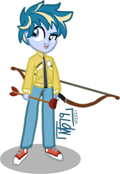 Size: 1515x2187 | Tagged: safe, artist:tassji-s, skeedaddle, human, equestria girls, arrow, bow (weapon), bow and arrow, converse, equestria girls-ified, male, shoes, simple background, solo, suction cup, transparent background, weapon