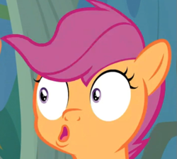 Size: 569x509 | Tagged: safe, screencap, scootaloo, pony, the last crusade, cropped, faic, meme, special eyes