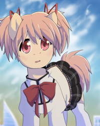 Size: 2000x2500 | Tagged: safe, artist:tigra0118, pony, anime, cute, female, looking at you, madoka kaname, magical girl, mare, my little pony, ponified, puella magi madoka magica, solo
