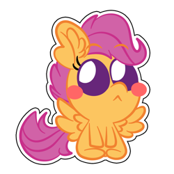 Size: 1000x1000 | Tagged: safe, artist:amethystcutey, scootaloo, pegasus, pony, blush sticker, blushing, chibi, cute, cutealoo, female, filly, simple background, solo, transparent background