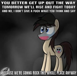 Size: 641x633 | Tagged: artist needed, safe, editor:undeadponysoldier, pony, deuce, hat, hollywood undead, lyrics, ponified, song reference, text, undead (song), vulgar
