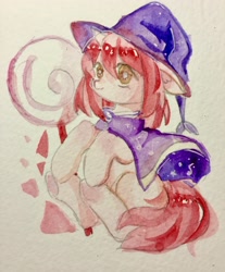 Size: 2446x2951 | Tagged: safe, artist:nitrogenowo, oc, oc:starry, unicorn, candy, cape, clothes, food, hat, solo