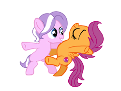 Size: 1024x768 | Tagged: safe, artist:turnaboutart, edit, diamond crown, diamond tiara, scootaloo, earth pony, pegasus, pony, colt, cutie mark, dancing, eyes closed, female, filly, half r63 shipping, male, rule 63, scootacrown, scootiara, shipping, simple background, straight, the cmc's cutie marks, transparent background