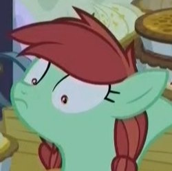 Size: 259x258 | Tagged: safe, screencap, candy apples, pony, the summer sun setback, apple family member, cropped, do not want, female, frown, mare, reaction image, shrunken pupils, solo, wide eyes, worried