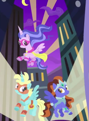 Size: 261x357 | Tagged: safe, screencap, alicorn, pegasus, pony, dragon dropped, captain mare-acle, cropped, power ponies, sagittiara, wonder mare (power ponies)