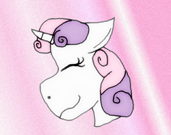 Size: 784x621 | Tagged: safe, artist:goldentigeress14, sweetie belle, pony, unicorn, disembodied head, eyes closed, gradient background, head, solo