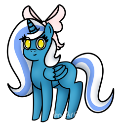 Size: 854x872 | Tagged: safe, artist:pen-art78, oc, oc:fleurbelle, alicorn, pony, alicorn oc, bow, clothes, cute, female, hair bow, happy, looking at you, mare, underwear, yellow underwear