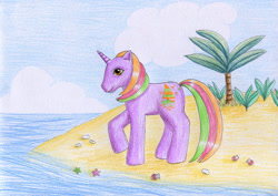 Size: 1280x907 | Tagged: safe, artist:normaleeinsane, g1, hula hula, solo, traditional art, tropical ponies