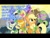 Size: 480x360 | Tagged: safe, derpibooru import, applejack, berry punch, berryshine, bon bon, carrot top, golden harvest, lucky clover, sweetie drops, earth pony, pony, winter wrap up, lilly valley, song, text