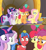 Size: 1600x1726 | Tagged: safe, derpibooru import, edit, edited screencap, screencap, apple bloom, biscuit, fluttershy, scootaloo, sweetie belle, twilight sparkle, twilight sparkle (alicorn), alicorn, pegasus, pony, growing up is hard to do, balloon, comic, cutie mark crusaders, nervous, older, older apple bloom, older cmc, older scootaloo, older sweetie belle, saddle bag, screencap comic, stare, wheel