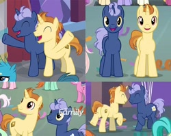 Size: 800x638 | Tagged: safe, screencap, gallus, golden crust, midnight snack (character), sandbar, pony, unicorn, she's all yak, background pony, discovery family logo, duo focus, friendship student, offscreen character, ponies standing next to each other