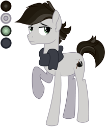 Size: 2432x2900 | Tagged: safe, artist:diamond-chiva, oc, oc:charcoal pie, earth pony, pony, clothes, male, offspring, parent:maud pie, parent:mud briar, parents:maudbriar, scarf, simple background, solo, stallion, transparent background