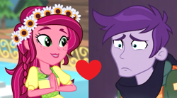 Size: 614x338 | Tagged: safe, gloriosa daisy, jewelry thief (character), better together, equestria girls, legend of everfree, super squad goals, female, floral head wreath, flower, male, shipping, shipping domino, straight