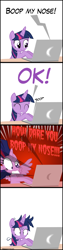 Size: 2000x8000 | Tagged: safe, artist:mrkat7214, twilight sparkle, twilight sparkle (alicorn), alicorn, pony, comic:twilight vs. computer, boop bait, comic, computer, derp, laptop computer, messy mane, scared, shrunken pupils, solo, spread wings, stunned, wings