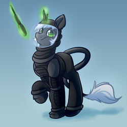 Size: 4000x4000 | Tagged: safe, artist:witchtaunter, oc, pony, unicorn, baton, commission, leonine tail, long tail, magic, nightstick, riot gear, solo