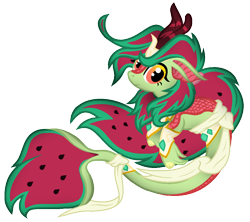 Size: 986x874 | Tagged: safe, artist:angelofthewisp, oc, kirin, merpony, base used, food, simple background, solo, transparent background, watermelon