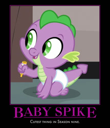 Size: 562x652 | Tagged: safe, spike, dragon, sparkle's seven, baby, baby spike, cute, male, motivational poster, solo, spikabetes