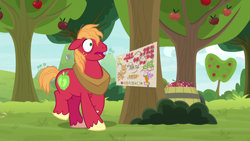 Size: 1280x720 | Tagged: safe, screencap, big macintosh, pony, going to seed, apple, apple tree, solo, tree