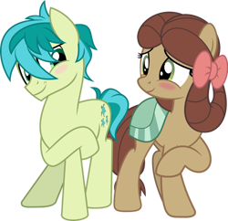 Size: 908x880 | Tagged: safe, artist:jhayarr23, sandbar, yona, earth pony, pony, she's all yak, blushing, couple, cute, female, interspecies, male, ponified, pony yona, raised hoof, sandabetes, shipping, simple background, species swap, straight, transparent background, yonabar, yonadorable