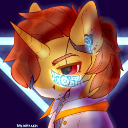 Size: 2000x2000 | Tagged: safe, artist:kotya, oc, pony, unicorn, bust, neon, portrait, solo, technology