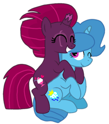 Size: 956x1080 | Tagged: safe, artist:徐詩珮, fizzlepop berrytwist, spring rain, tempest shadow, pony, unicorn, base used, broken horn, female, horn, lesbian, mare, shipping, simple background, springshadow, transparent background