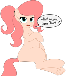 Size: 2711x3120 | Tagged: safe, artist:zippysqrl, oc, oc only, oc:tre, earth pony, pony, semi-anthro, dialogue, female, looking at you, mare, one hoof raised, simple background, sitting, sitting up, solo, speech bubble, talking to viewer, thick, transparent background, underhoof