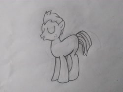 Size: 4096x3072 | Tagged: safe, artist:some dipshit, artist:soulless_76, oc, oc only, oc:dawn ash, oc:shitty oc, earth pony, pony, freckles, male, monochrome, no cutie marks yet, solo, stallion, traditional art