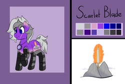 Size: 1771x1181 | Tagged: safe, artist:itwasscatters, oc, oc:scarlet blade, earth pony, pony, commission, female, mare, reference sheet, solo