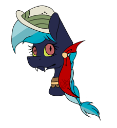 Size: 447x490 | Tagged: safe, artist:chazmazda, oc, oc only, bat pony, pony, bat pony oc, bust, colored, flat colors, hat, pith helmet, simple background, solo, transparent background