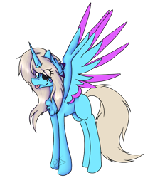 Size: 692x746 | Tagged: safe, artist:chazmazda, oc, oc only, oc:charlie gallaxy-starr, alicorn, pony, :p, alicorn oc, black sclera, chest fluff, eye clipping through hair, female, full body, fullbody, mare, mismatched eyes, shade, simple background, tongue out, transparent background