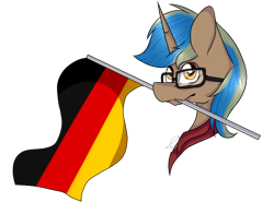 Size: 700x519 | Tagged: safe, artist:chazmazda, oc, oc only, pony, unicorn, bust, commission, flag, german flag, germany, male, mouth hold, shade, simple background, sketch, transparent background, ych result, your character here