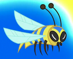 Size: 382x311 | Tagged: safe, screencap, bee, flash bee, insect, a horse shoe-in, animal, cropped, flying, solo