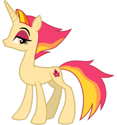 Size: 3000x3200 | Tagged: safe, alternate version, artist:cheezedoodle96, fire flare, pony, unicorn, the summer sun setback, .svg available, female, lidded eyes, looking at you, mare, missing accessory, nude edit, nudity, raised eyebrow, sideways glance, simple background, smiling, solo, svg, transparent background, vector