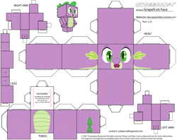 Size: 2979x2354 | Tagged: safe, artist:grapefruitface1, part of a set, spike, dragon, arts and crafts, craft, cubeecraft, papercraft, part 1, printable, solo