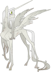 Size: 1387x1955 | Tagged: safe, artist:mellowhen, oc, oc only, alicorn, pony, fallout equestria, fallout equestria: red 36, artificial alicorn, creepy, fanfic art, female, green eyes, mare, simple background, skinny, solo, spoopy, spread wings, transparent background, wings