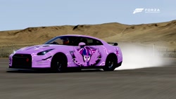 Size: 1920x1080 | Tagged: safe, artist:sevenxninja, twilight sparkle, twilight sparkle (alicorn), alicorn, pony, asphalt, car, drifting, forza motorsport 6, headlights, hill, nissan gt-r