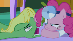 Size: 960x540 | Tagged: safe, derpibooru import, screencap, pinkie pie, wensley, earth pony, pony, the summer sun setback, animated, context is for the weak, disturbing, gif, magic drain, mouthplay, out of context