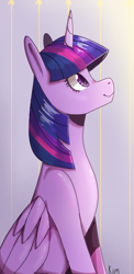 Size: 1655x3386 | Tagged: safe, artist:kimjimisarty, twilight sparkle, twilight sparkle (alicorn), alicorn, pony, cute, female, mare, profile, signature, simple background, sitting, solo, twiabetes