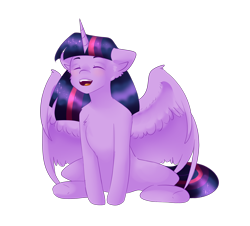 Size: 2484x2250 | Tagged: safe, artist:hicoojoo, twilight sparkle, twilight sparkle (alicorn), alicorn, pony, blushing, eyes closed, happy, simple background, solo, transparent background