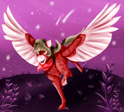 Size: 3000x2700 | Tagged: safe, artist:euspuche, oc, oc only, oc:naiv nein, pegasus, pony, fluffy, flying, full body, happy, jumping, looking up, male, night, open mouth, stallion, standing, wings