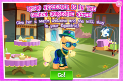 Size: 1032x680 | Tagged: safe, derpibooru import, applejack, earth pony, pony, advertisement, gameloft, official, retro