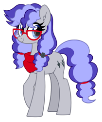 Size: 820x974 | Tagged: safe, artist:sonnatora, oc, oc only, oc:cinnabyte, earth pony, pony, 2020 community collab, bandana, derpibooru community collaboration, dork, earth pony oc, female, glasses, mare, neckerchief, pigtails, simple background, solo, transparent background