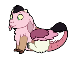 Size: 743x625 | Tagged: safe, artist:quincydragon, oc, oc:fairy floss, hybrid, baby draconequus, female, interspecies offspring, offspring, parent:discord, parent:princess celestia, parents:dislestia, simple background, solo, tongue out, transparent background