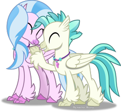 Size: 6934x6423 | Tagged: safe, artist:vector-brony, silverstream, terramar, classical hippogriff, hippogriff, student counsel, absurd resolution, brother and sister, cute, diastreamies, eyes closed, female, male, quadrupedal, siblings, simple background, terrabetes, transparent background, vector