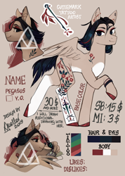 Size: 1280x1800 | Tagged: safe, artist:varllai, oc, oc:violet ink, pegasus, pony, adoptable, adoption, auction, bust, fullbody, portrait, solo, tattoo, tattoo artist