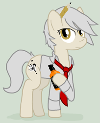 Size: 1649x2019 | Tagged: safe, artist:lucas47-46, oc, oc only, oc:wilted willow, earth pony, pony, alcohol, clothes, female, mare, necktie, pencil, solo